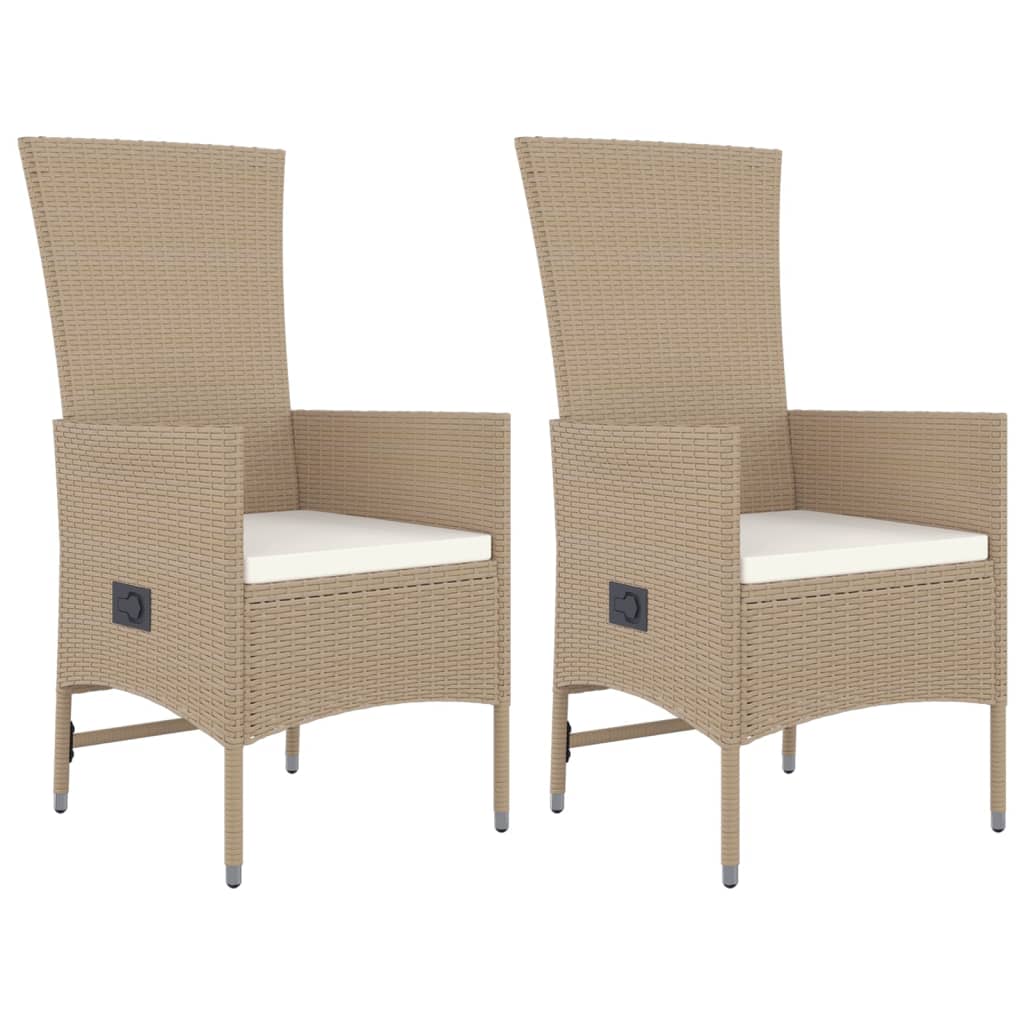 Set da Pranzo da Giardino 3 pz con Cuscini Beige in Polyrattan - immagine 4