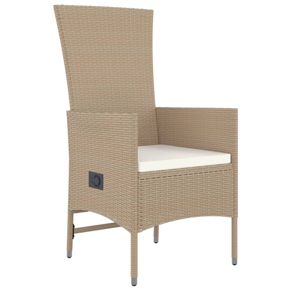 Set da Pranzo da Giardino 3 pz con Cuscini Beige in Polyrattan - immagine 5