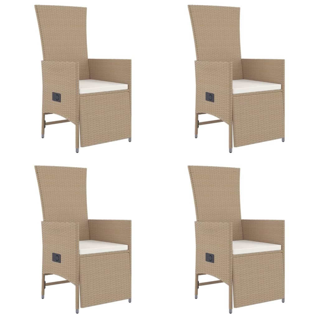 Set da Pranzo da Giardino 5 pz con Cuscini Beige in Polyrattan - immagine 4