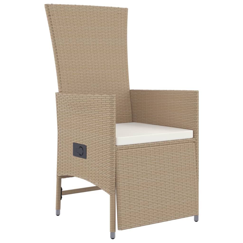 Set da Pranzo da Giardino 5 pz con Cuscini Beige in Polyrattan - immagine 5