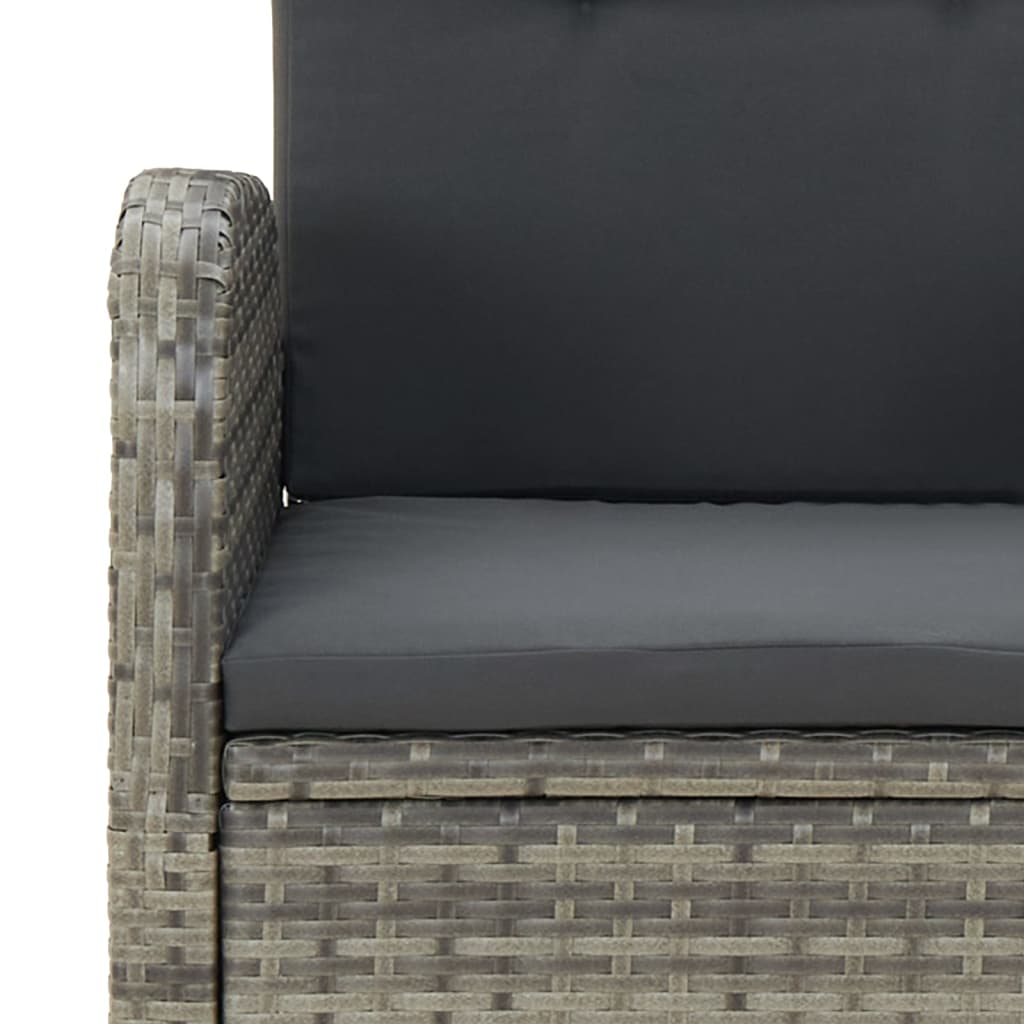 Set da Pranzo da Giardino 3 pz con Cuscini in Polyrattan Grigio - immagine 7