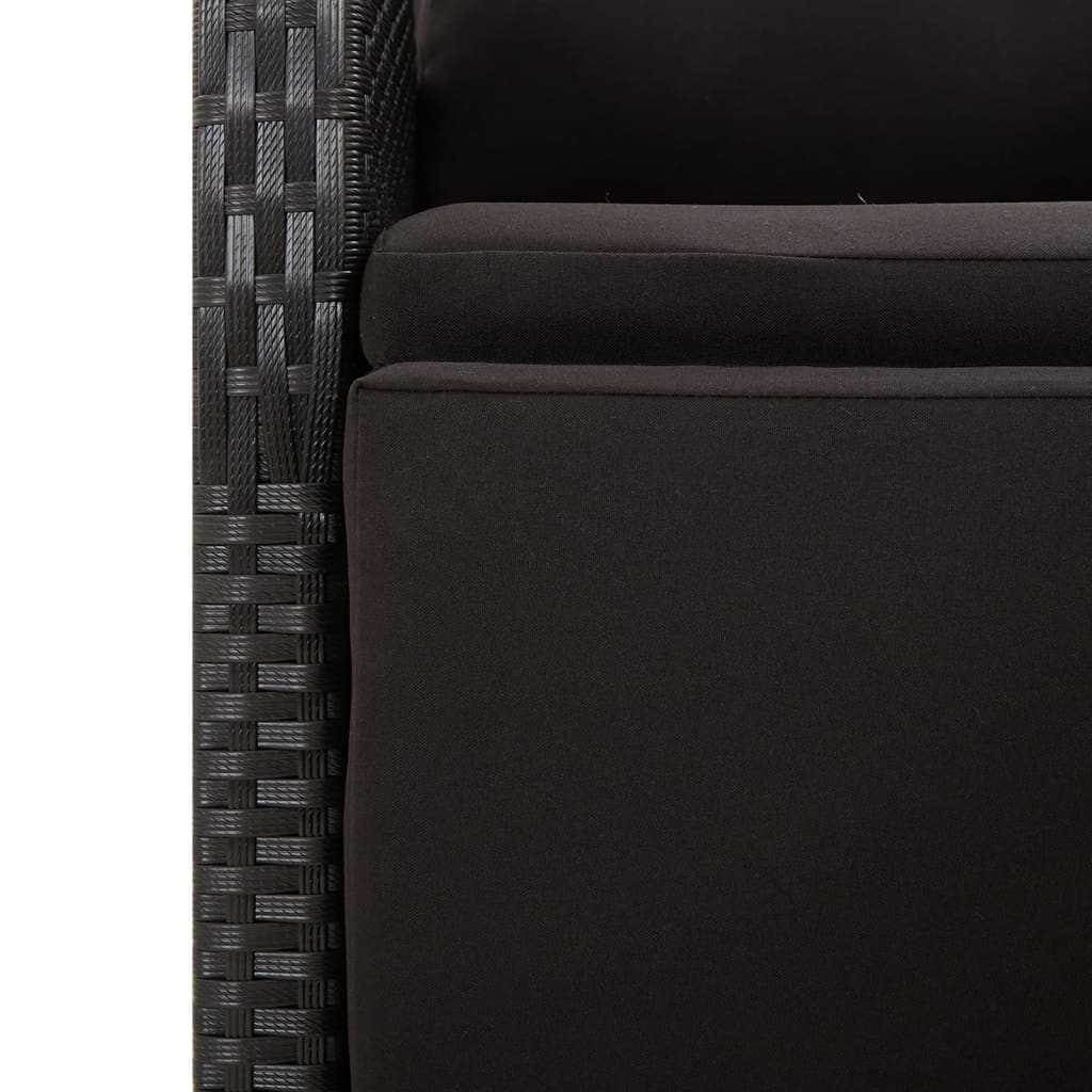 Set Pranzo Giardino 3pz Nero Polyrattan e Legno Massello Acacia - immagine 7