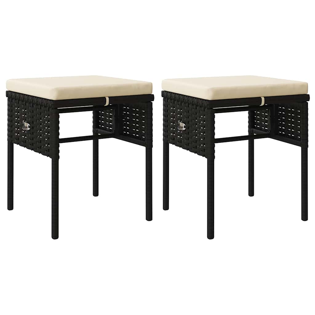 Set Mobili da Giardino 6 pz con Cuscini in Polyrattan Nero - immagine 7