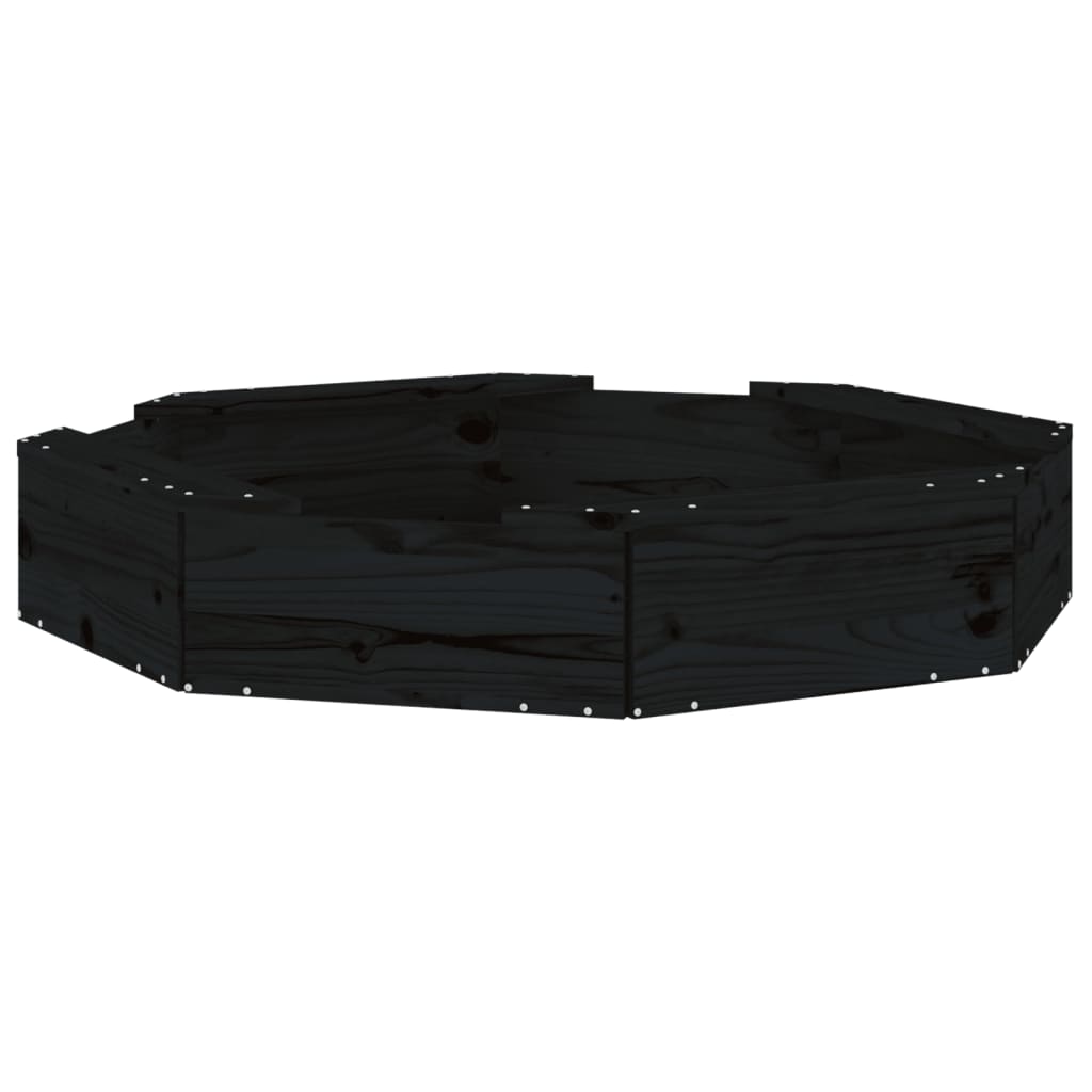 Sabbiera con Sedute Nera Ottagonale in Legno Massello di Pino - immagine 2