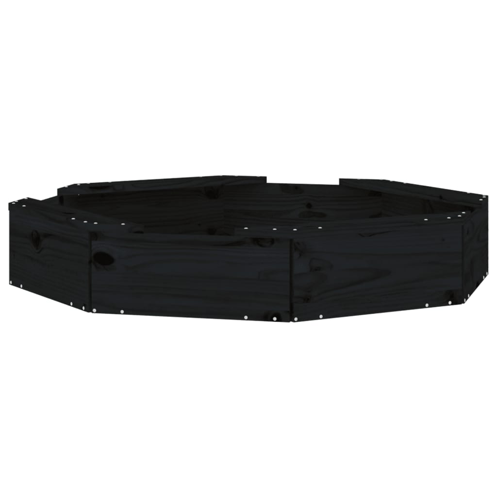 Sabbiera con Sedute Nera Ottagonale in Legno Massello di Pino - immagine 5