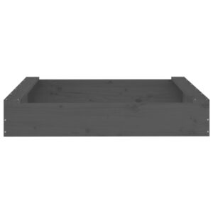 Sabbiera con Sedute Grigia Quadrata in Legno Massello di Pino