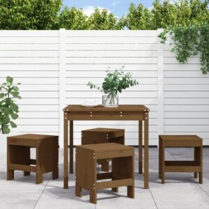 Set da Pranzo da Giardino 5 pz ambra in Legno Massello di Pino