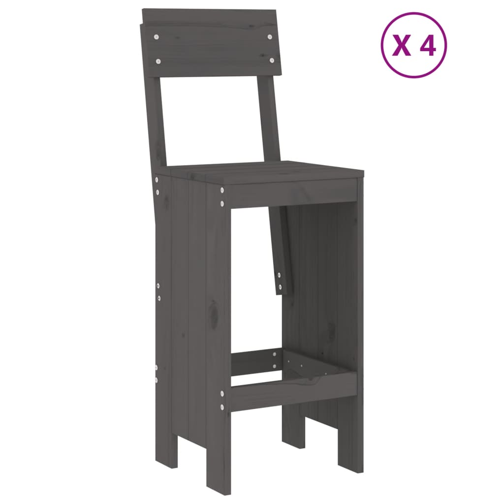 Set Bar da Giardino 5 pz Grigio in Legno Massello di Pino - immagine 3