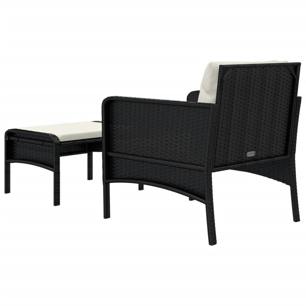 Set da Giardino 2 pz con Cuscini Nero in Polyrattan - immagine 6