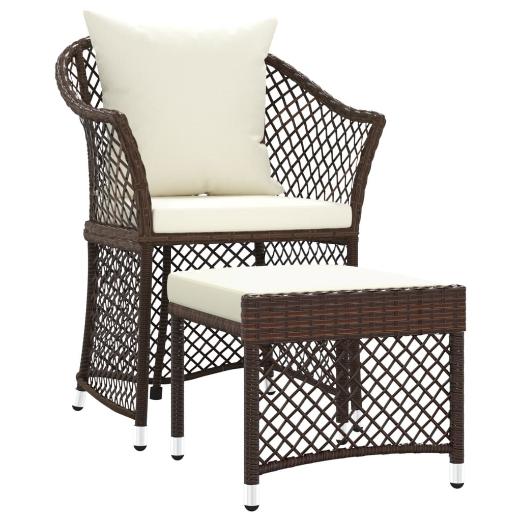 Set Divani da Giardino 2 pz con Cuscini in Polyrattan Marrone - immagine 2