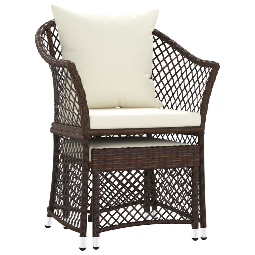 Set Divani da Giardino 2 pz con Cuscini in Polyrattan Marrone - immagine 3
