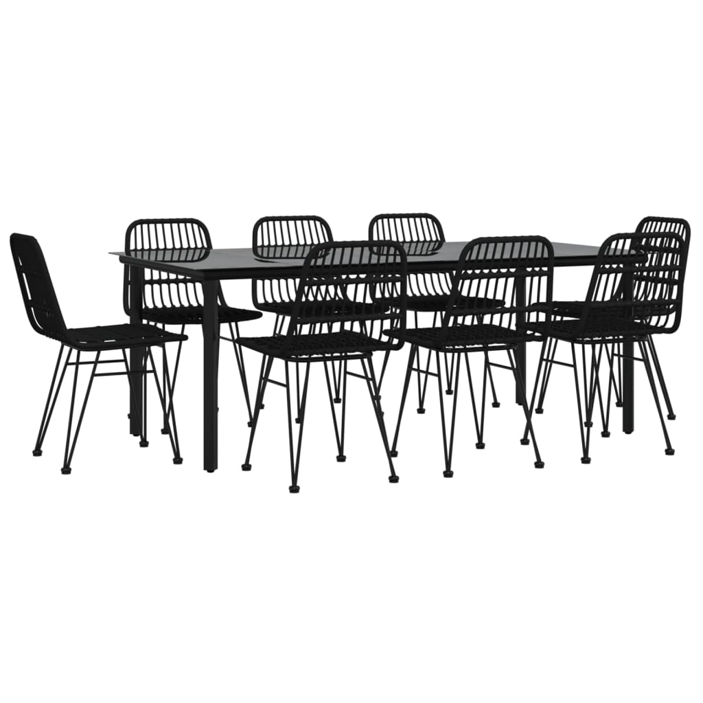 Set da Pranzo da Giardino 9 pz Nero in Polyrattan - immagine 3