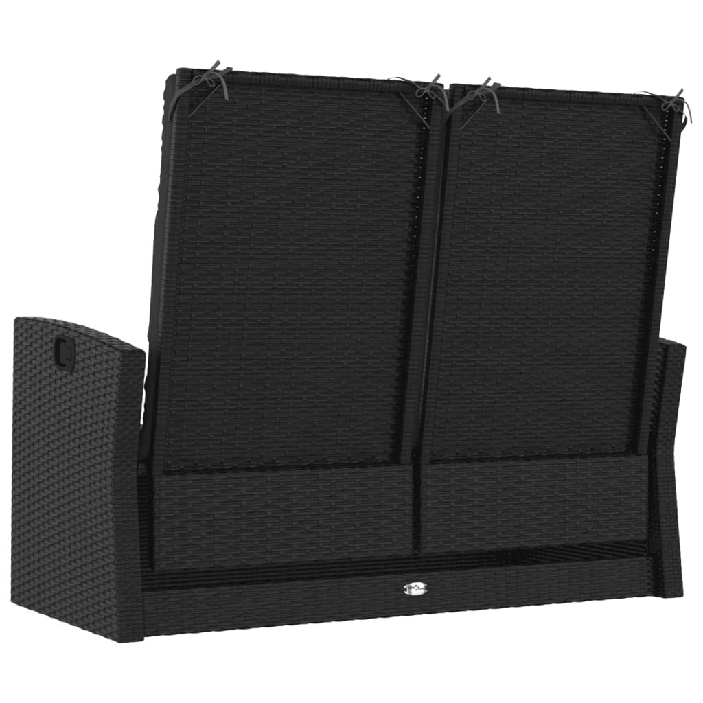Panca da Giardino Reclinabile con Cuscini 118cm Polyrattan Nero - immagine 5