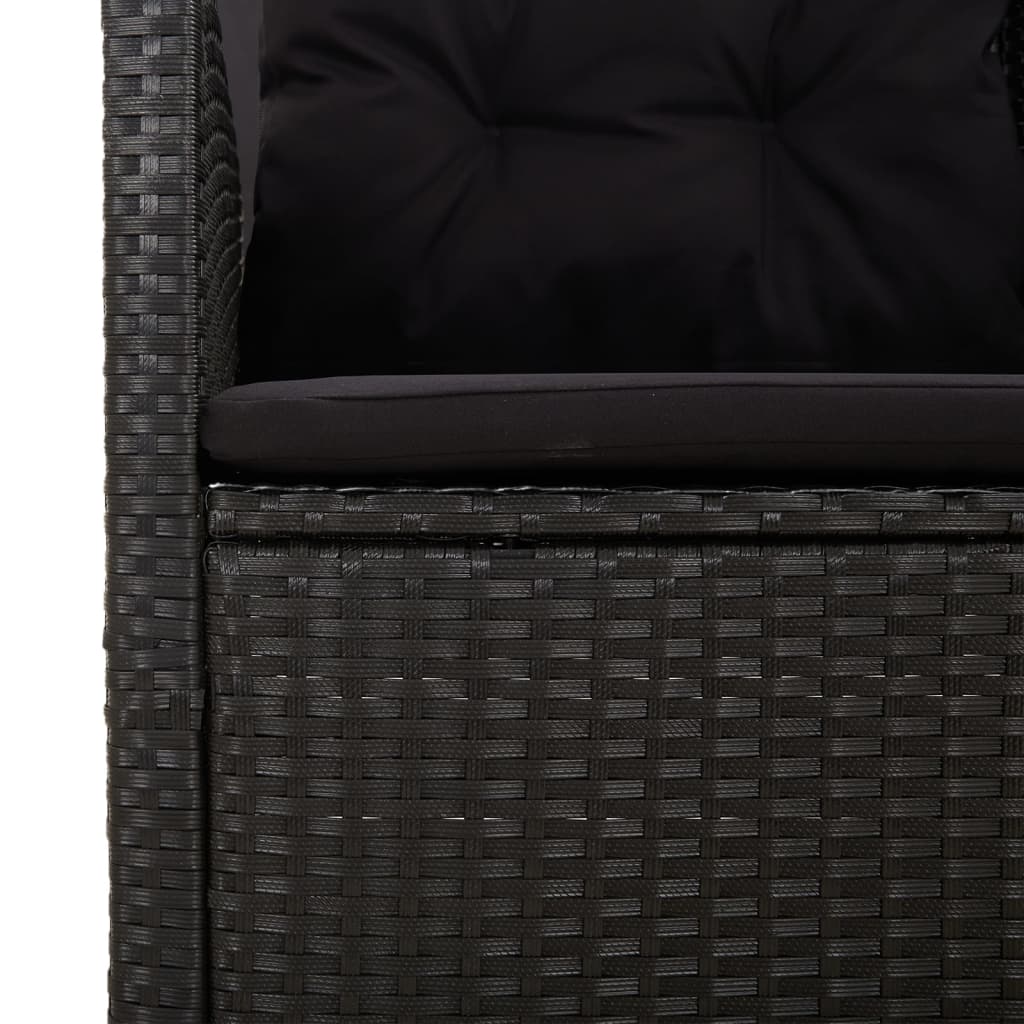 Panca da Giardino Reclinabile con Cuscini 118cm Polyrattan Nero - immagine 7