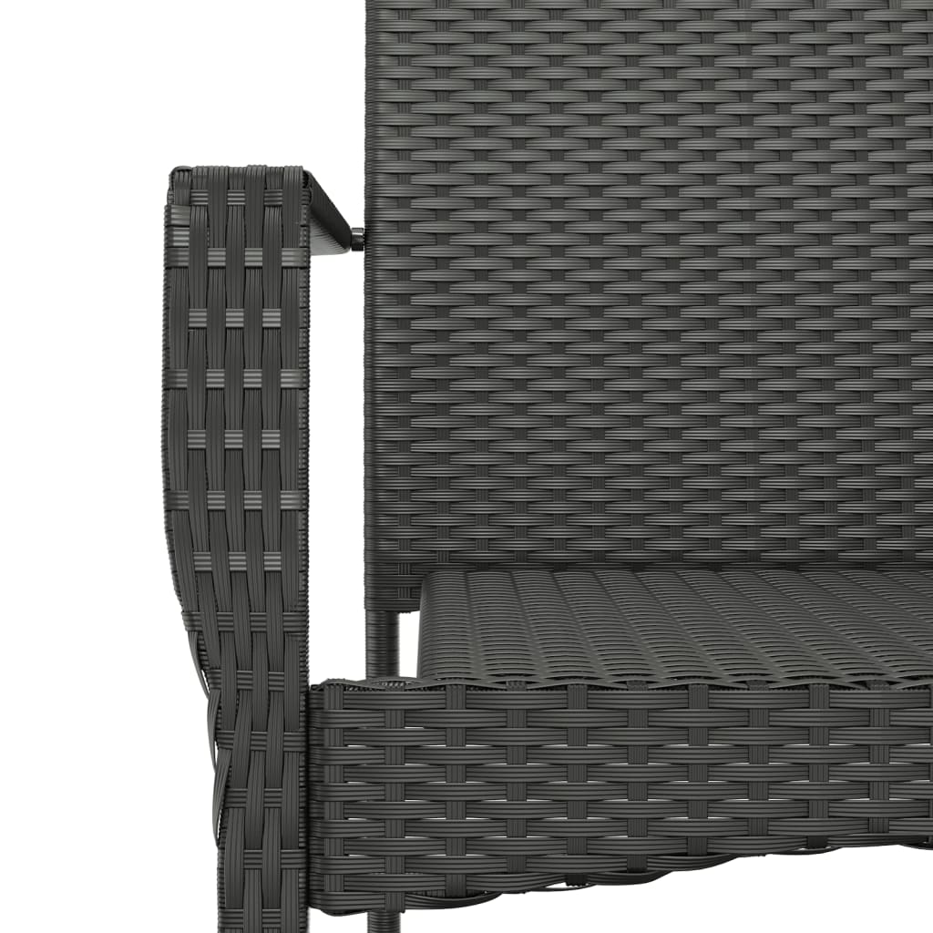 Set da Pranzo da Giardino 3 pz con Cuscini Nero in Polyrattan - immagine 8