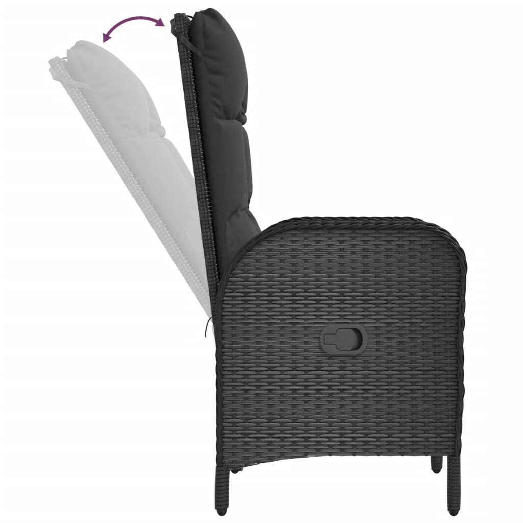 Set da Pranzo da Giardino 4 pz con Cuscini Nero in Polyrattan - immagine 8