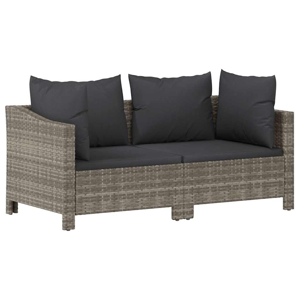 Set Divani da Giardino 4 pz con Cuscini in Polyrattan Grigio - immagine 2