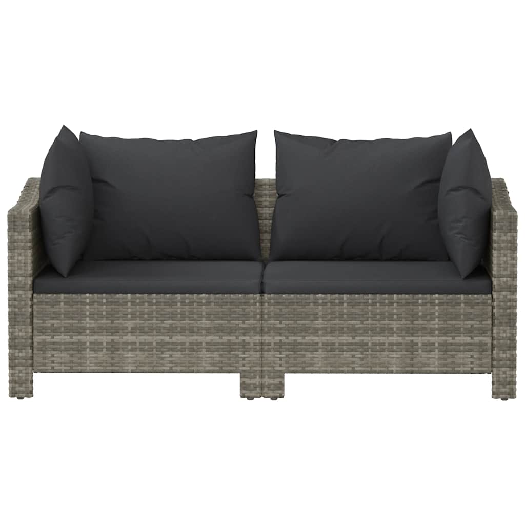 Set Divani da Giardino 4 pz con Cuscini in Polyrattan Grigio - immagine 4