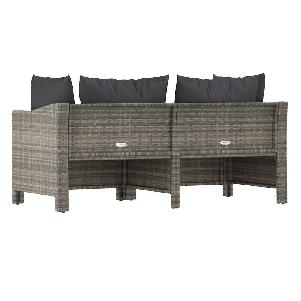 Set Divani da Giardino 4 pz con Cuscini in Polyrattan Grigio - immagine 6