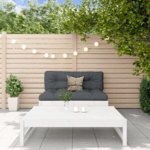 Set Divani da Giardino 2pz con Cuscini in Legno Massello Bianco