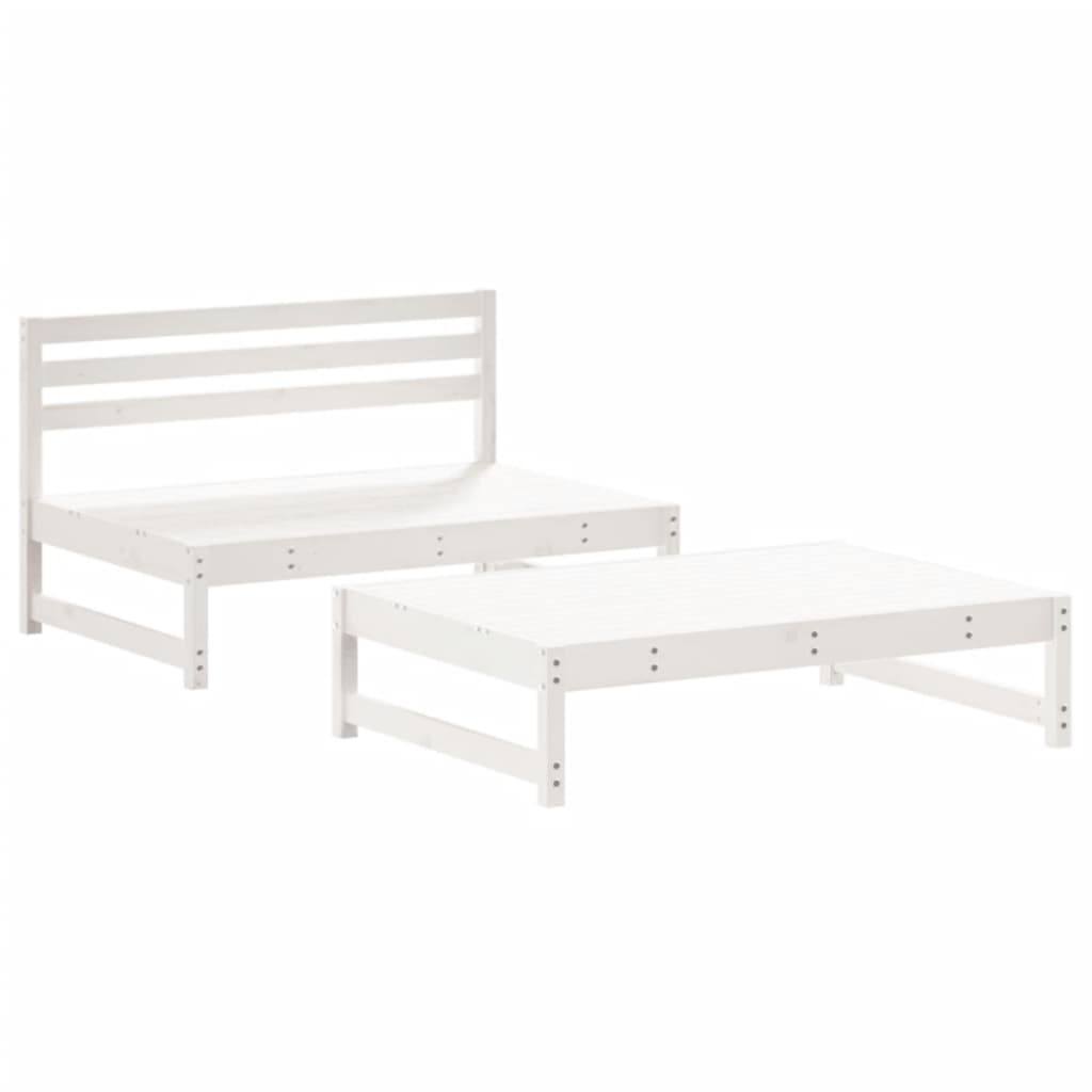 Set Divani da Giardino 2pz con Cuscini in Legno Massello Bianco - immagine 3