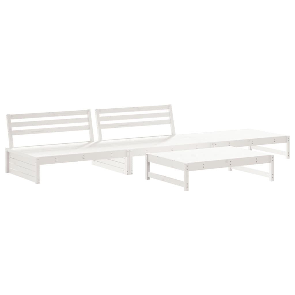 Set Divani da Giardino 4pz con Cuscini in Legno Massello Bianco - immagine 3