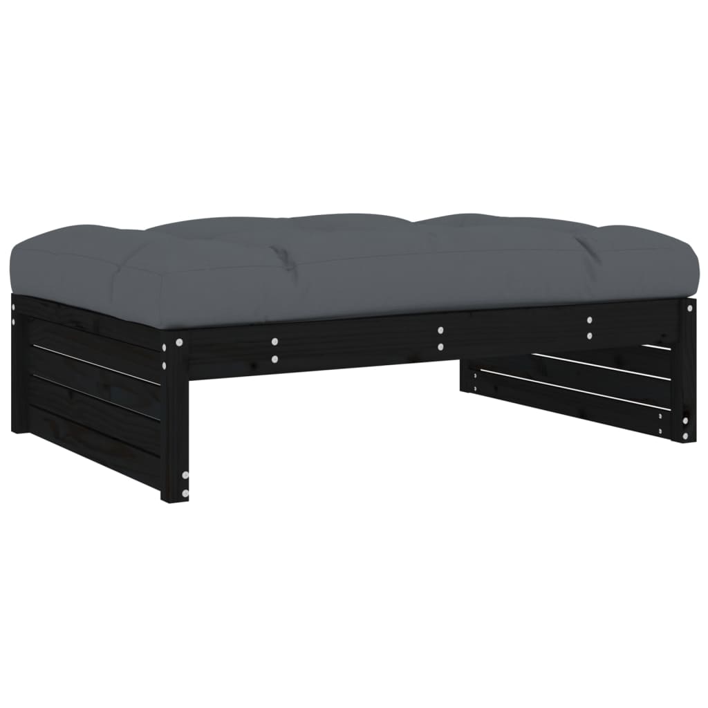 Set Divani da Giardino 2 pz con Cuscini in Legno Massello Nero - immagine 4