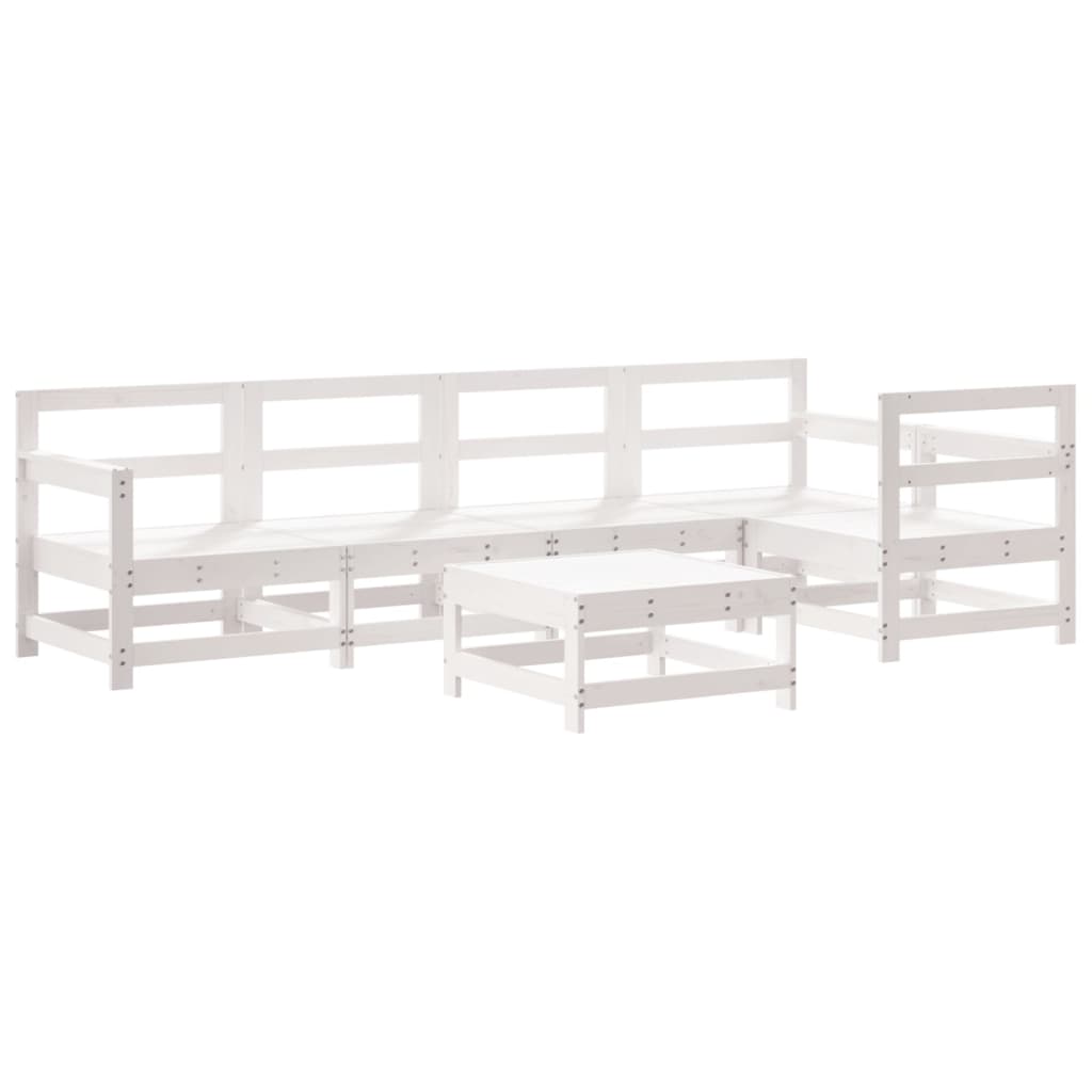 Set Salotto da Giardino 6 pz Bianco in Legno Massello di Pino - immagine 2