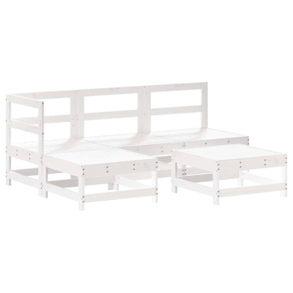 Set Salotto da Giardino 5 pz Bianco in Legno Massello di Pino - immagine 2