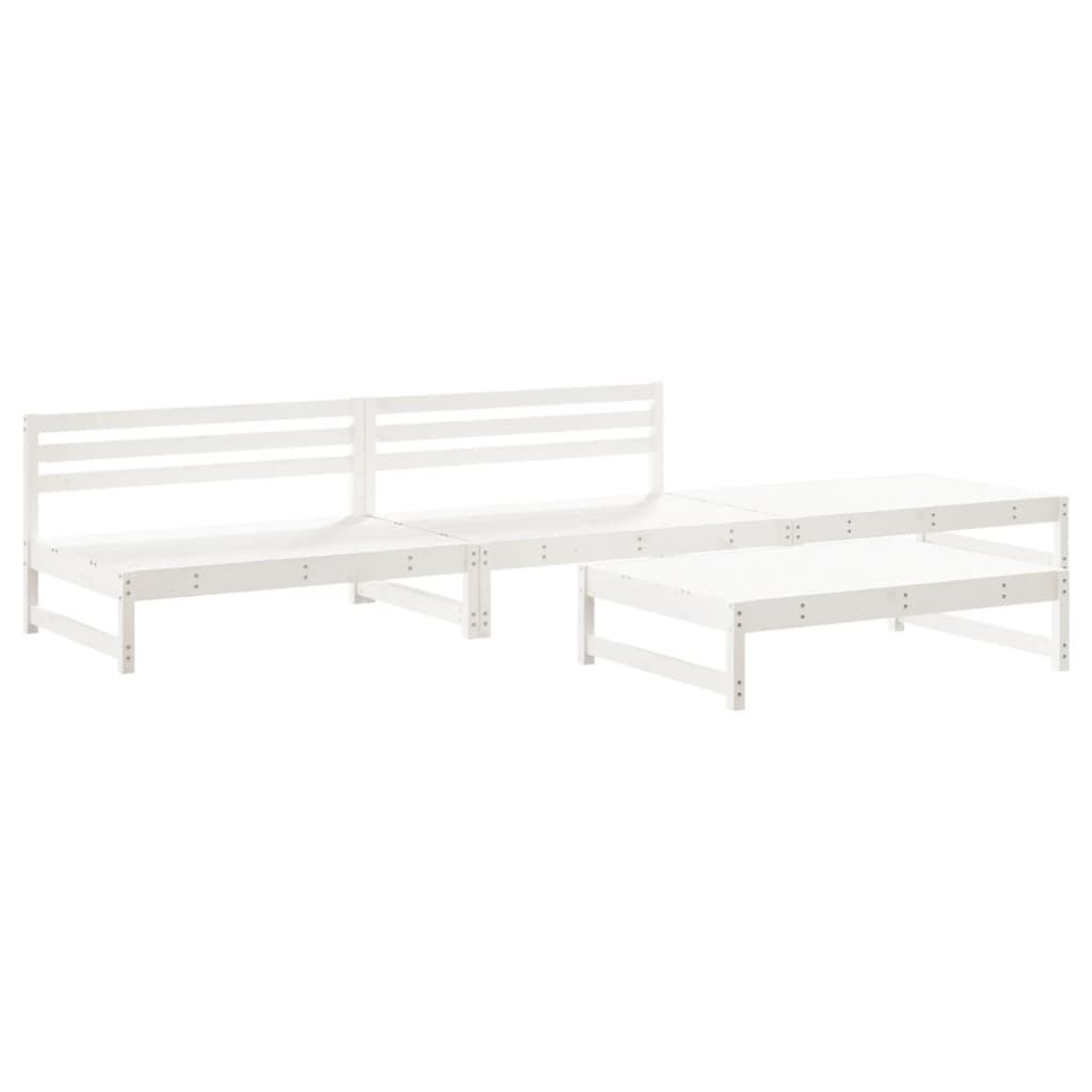 Set Salotto da Giardino 4 pz Bianco in Legno Massello di Pino - immagine 2