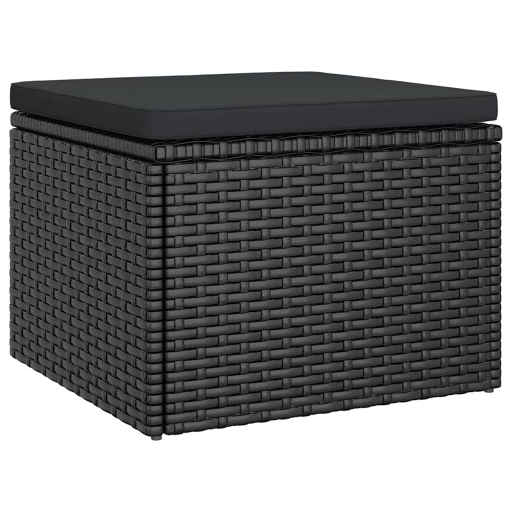 Divano Giardino 3 Posti con Tetto e Poggiapiedi Nero Polyrattan - immagine 6