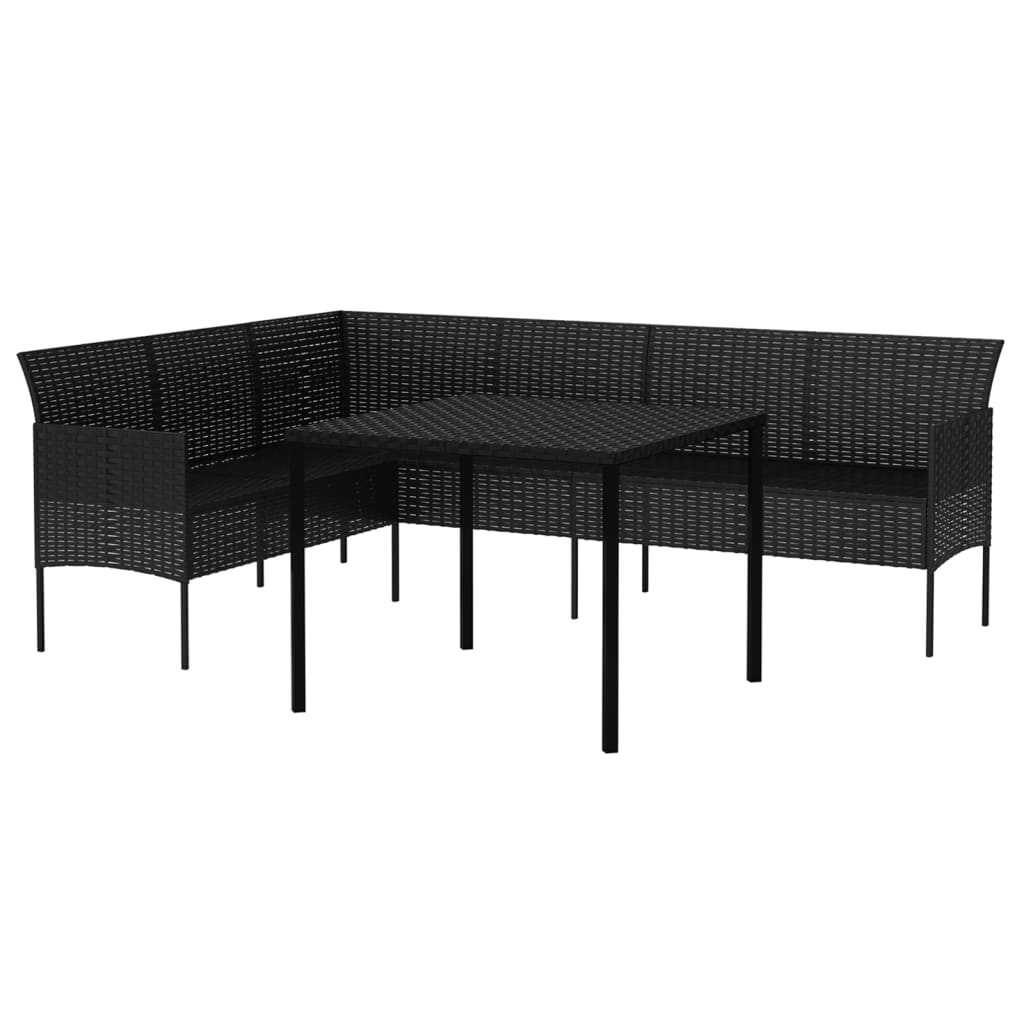 Set da Pranzo da Giardino 2 pz con Cuscini Nero in Polyrattan - immagine 4