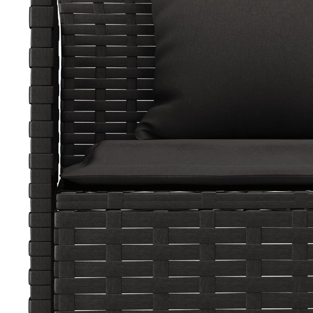 Set da Pranzo da Giardino 2 pz con Cuscini Nero in Polyrattan - immagine 6