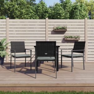 Set Pranzo da Giardino 5pz con Cuscini in Polyrattan e Acciaio