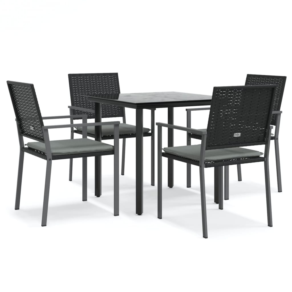 Set Pranzo da Giardino 5pz con Cuscini in Polyrattan e Acciaio - immagine 2