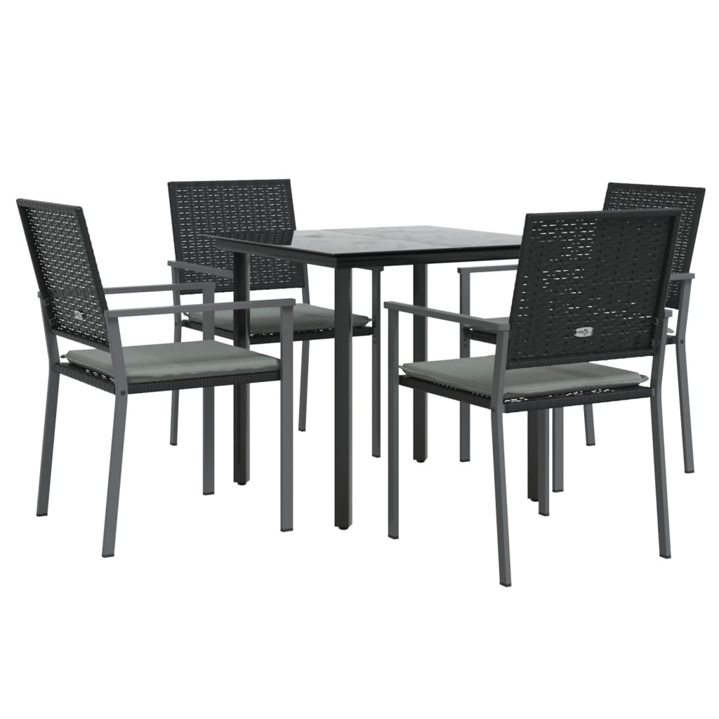 Set Pranzo da Giardino 5pz con Cuscini in Polyrattan e Acciaio - immagine 3