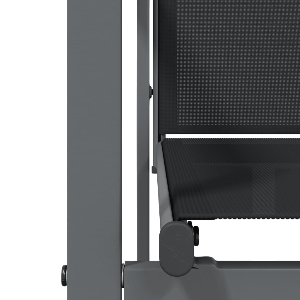 Set da Pranzo da Giardino 5 pz Nero in Textilene e Acciaio - immagine 8