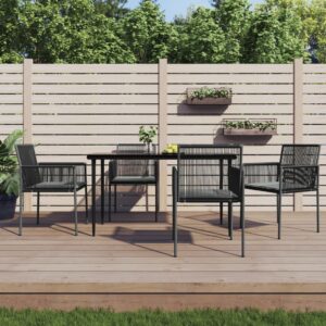 Sedie Giardino con Cuscini 6 pz Nere 54x60,5x83,5 cm Polyrattan
