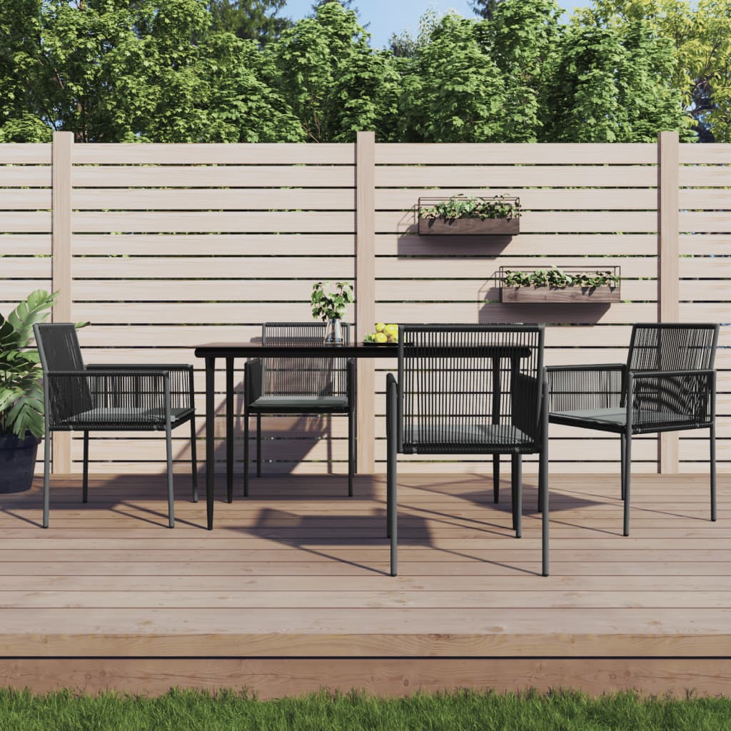 Sedie Giardino con Cuscini 6 pz Nere 54x60,5x83,5 cm Polyrattan