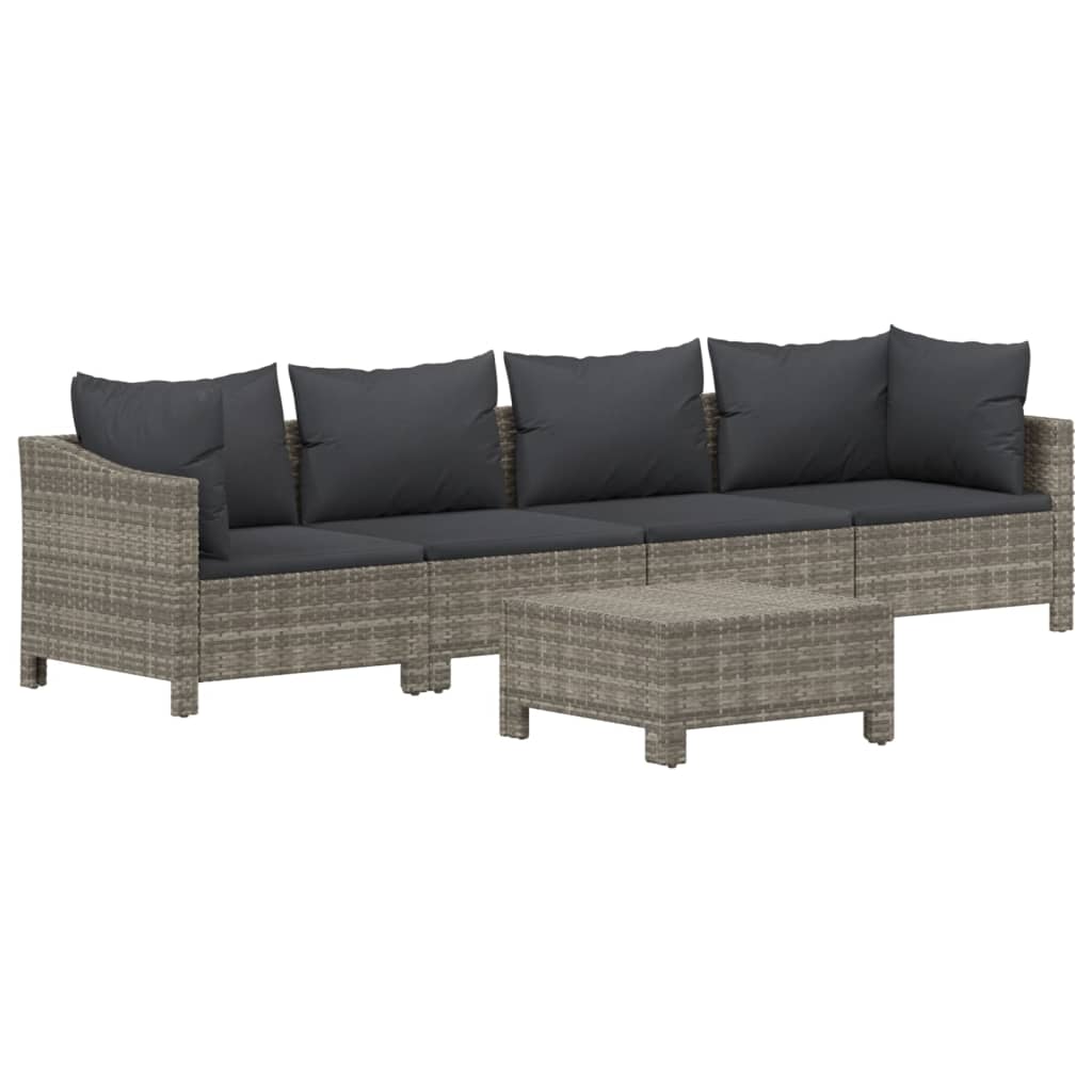 Set Divani da Giardino 3 pz con Cuscini in Polyrattan Grigio - immagine 3