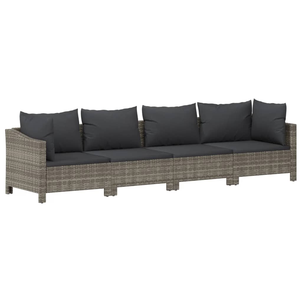 Set Divani da Giardino 3 pz con Cuscini in Polyrattan Grigio - immagine 4