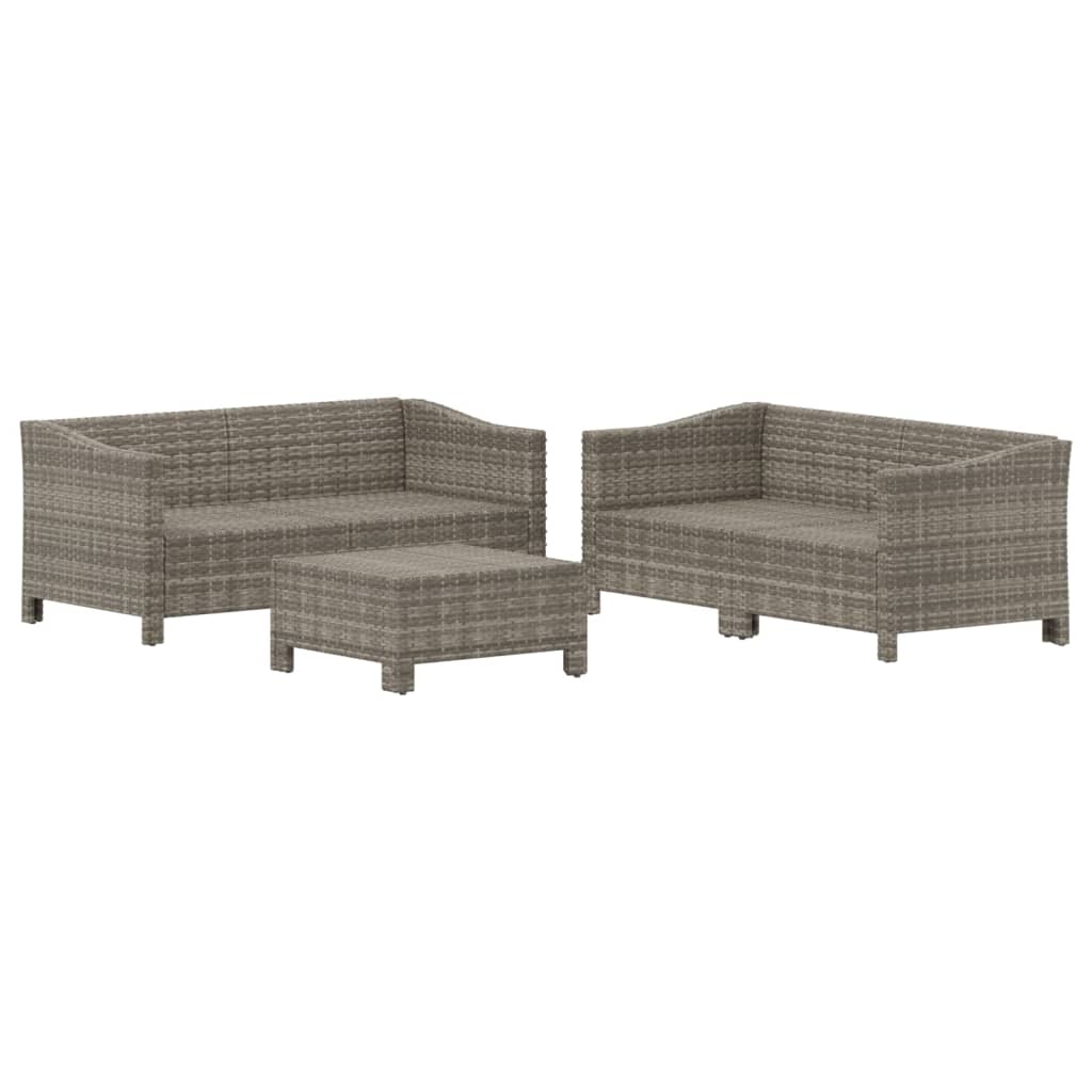 Set Divani da Giardino 5 pz con Cuscini in Polyrattan Grigio - immagine 4