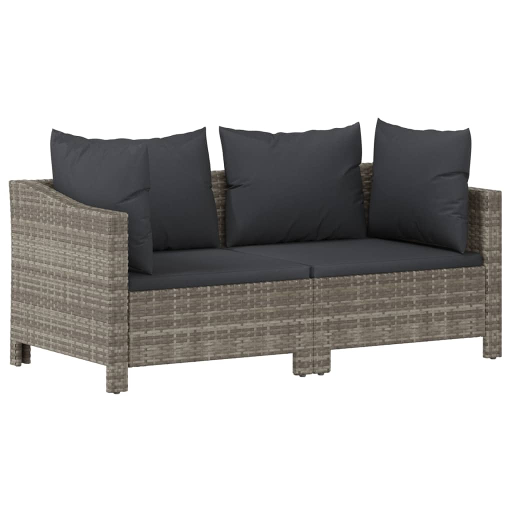 Set Divani da Giardino 5 pz con Cuscini in Polyrattan Grigio - immagine 5