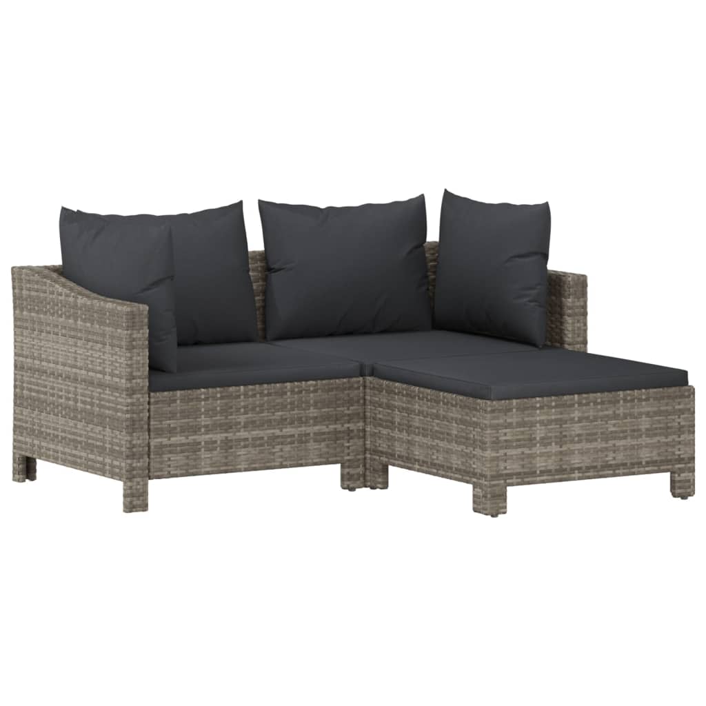 Set Divani da Giardino 5 pz con Cuscini in Polyrattan Grigio - immagine 6