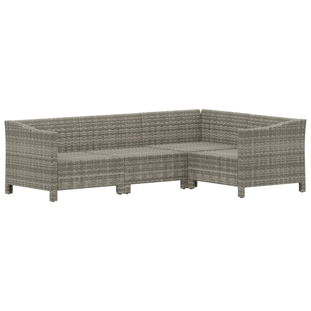 Set Divani da Giardino 4 pz con Cuscini in Polyrattan Grigio - immagine 4