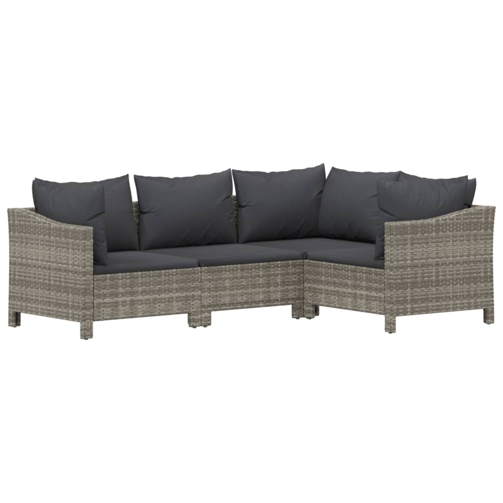 Set Divani da Giardino 7 pz con Cuscini in Polyrattan Grigio - immagine 4