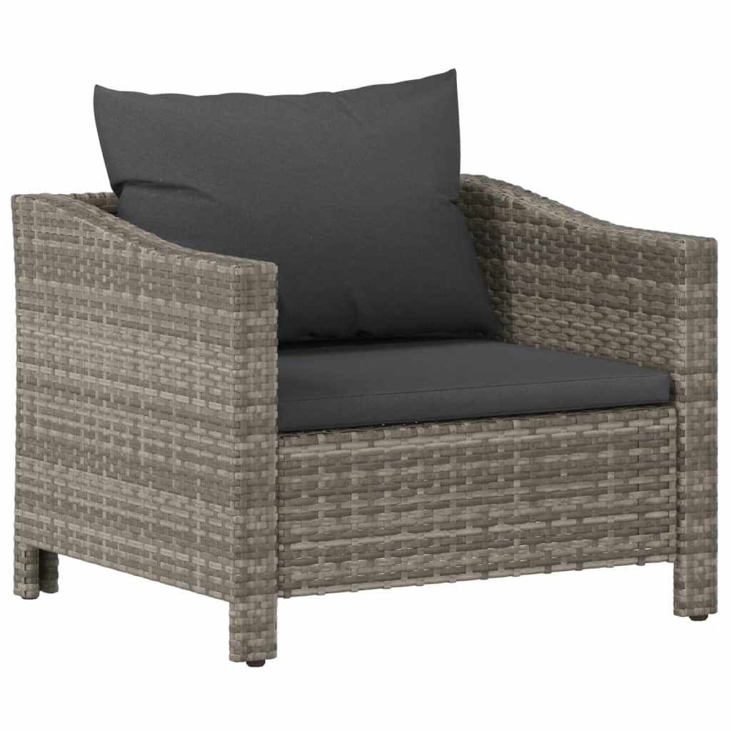 Set Divani da Giardino 7 pz con Cuscini in Polyrattan Grigio - immagine 5