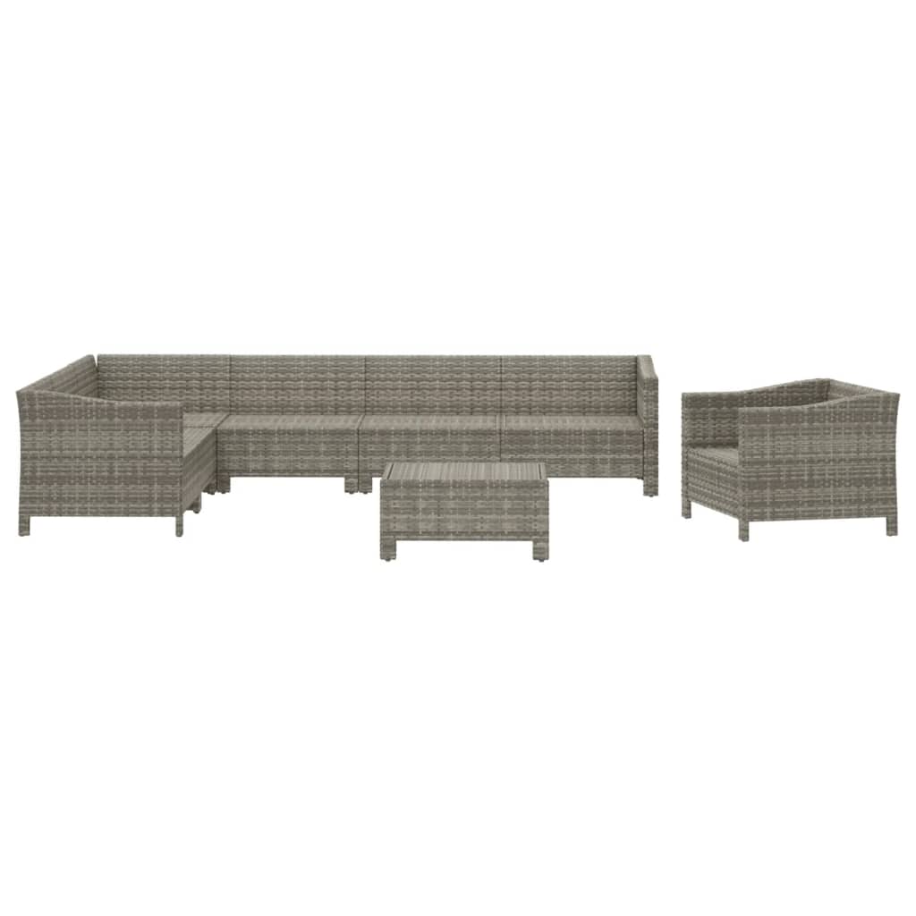 Set Divani da Giardino 7 pz con Cuscini in Polyrattan Grigio - immagine 4