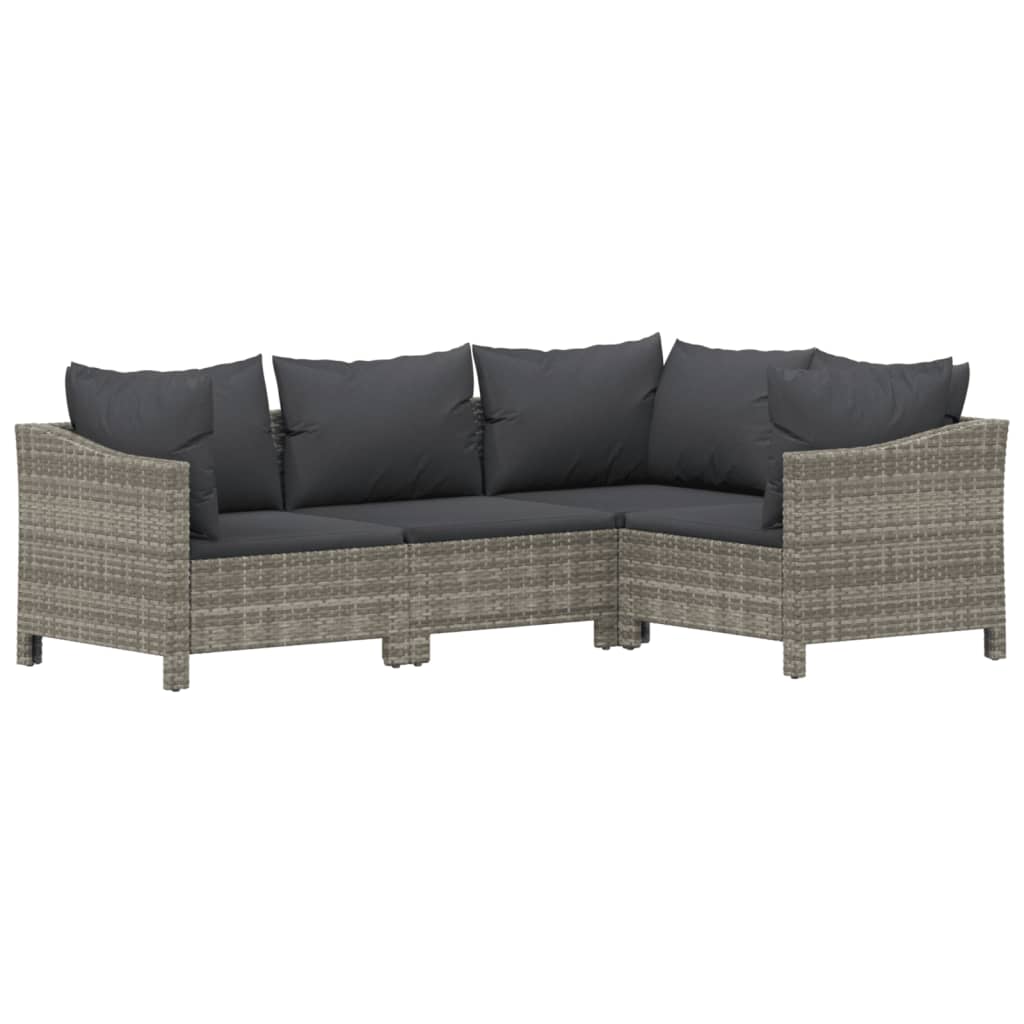 Set Divani da Giardino 7 pz con Cuscini in Polyrattan Grigio - immagine 5