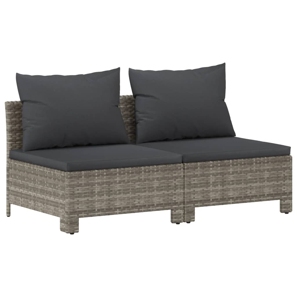 Set Divani da Giardino 7 pz con Cuscini in Polyrattan Grigio - immagine 6